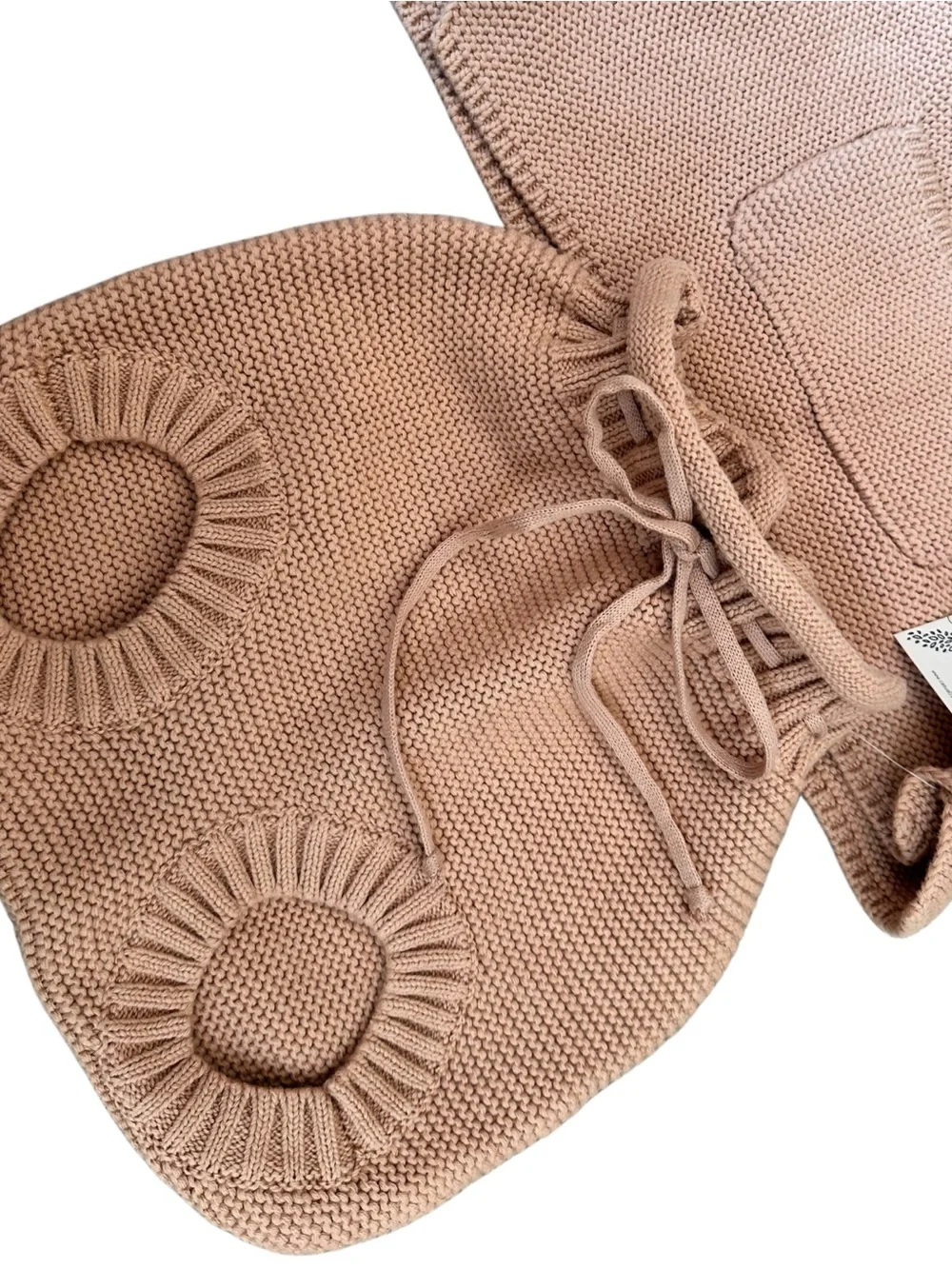 Tan/Brown Knit Kids Top & Short Set - Hand Knitted Design